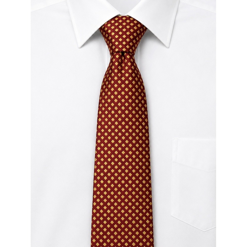 Ermenegildo Zegna Silk Necktie Mens Red Gold Geometric Made In Italy